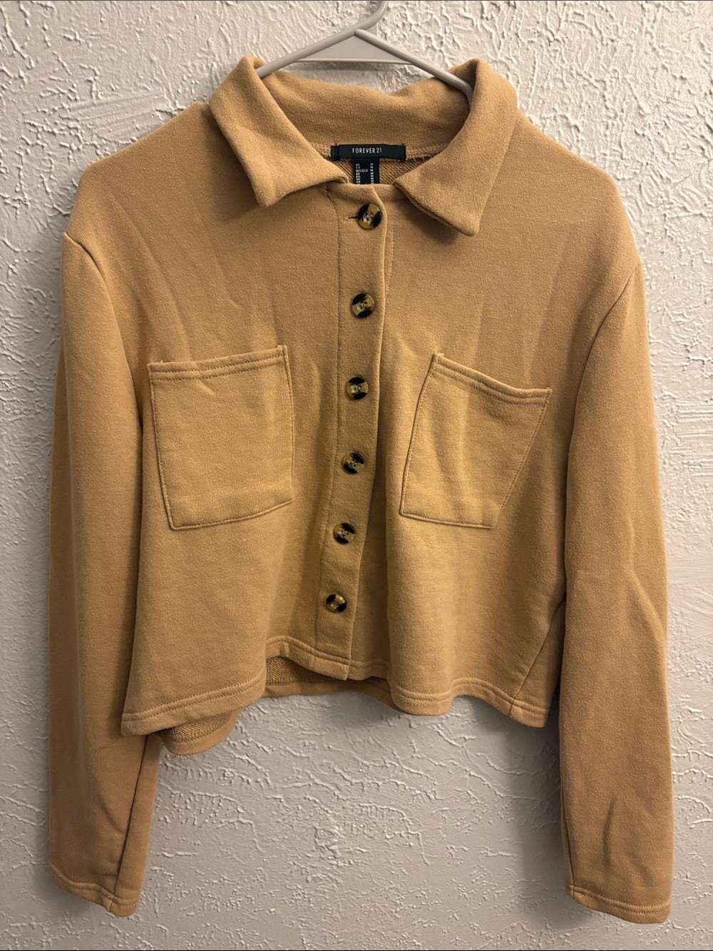 Forever 21 Cropped Mustard Button-Front Jacket